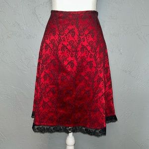 Vtg My Michelle Satin and Lace Midi Skirt